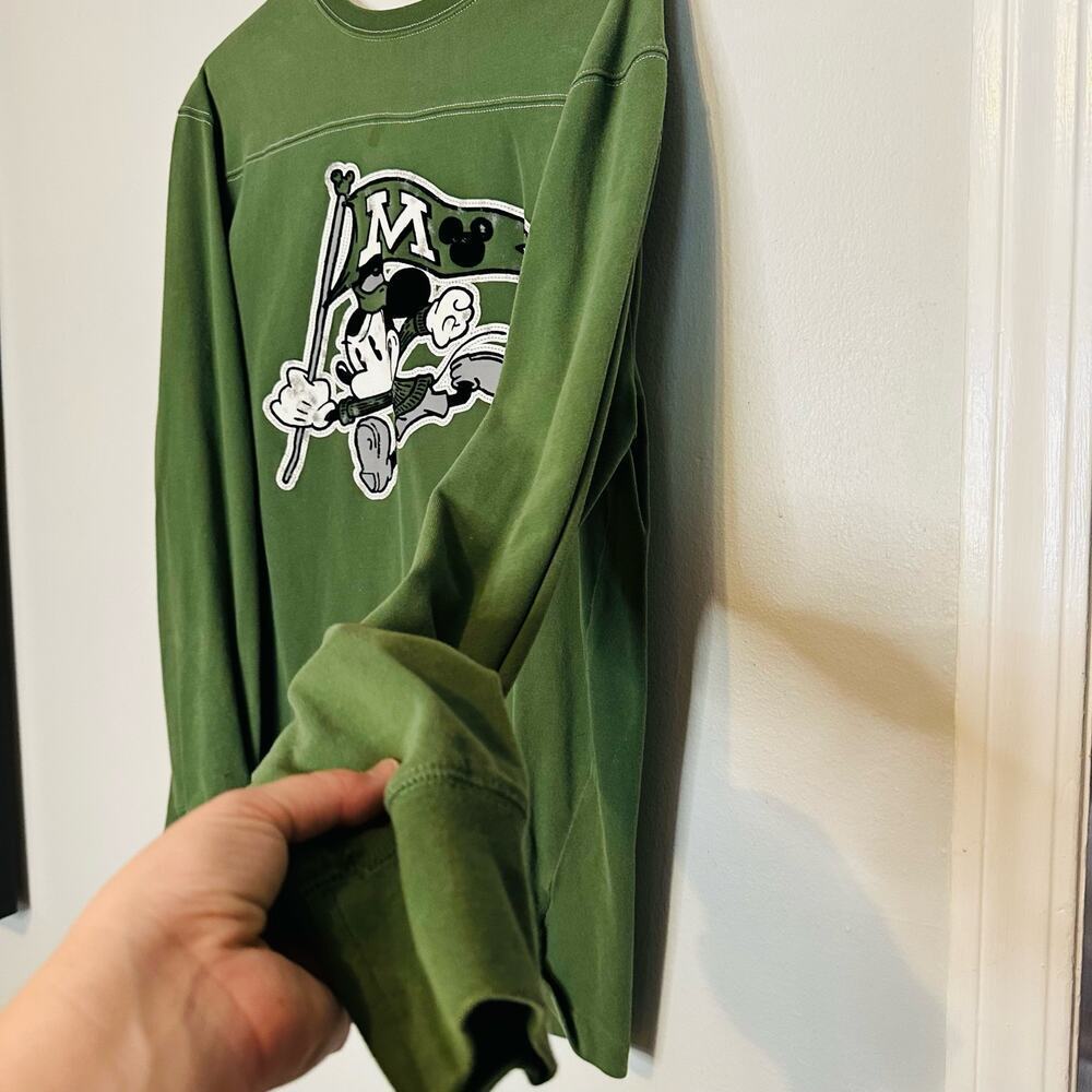 Vintage Disney Parks Authentic Mickey Mouse Olive Green Longsleeve Shirt Size L - Picture 6 of 10